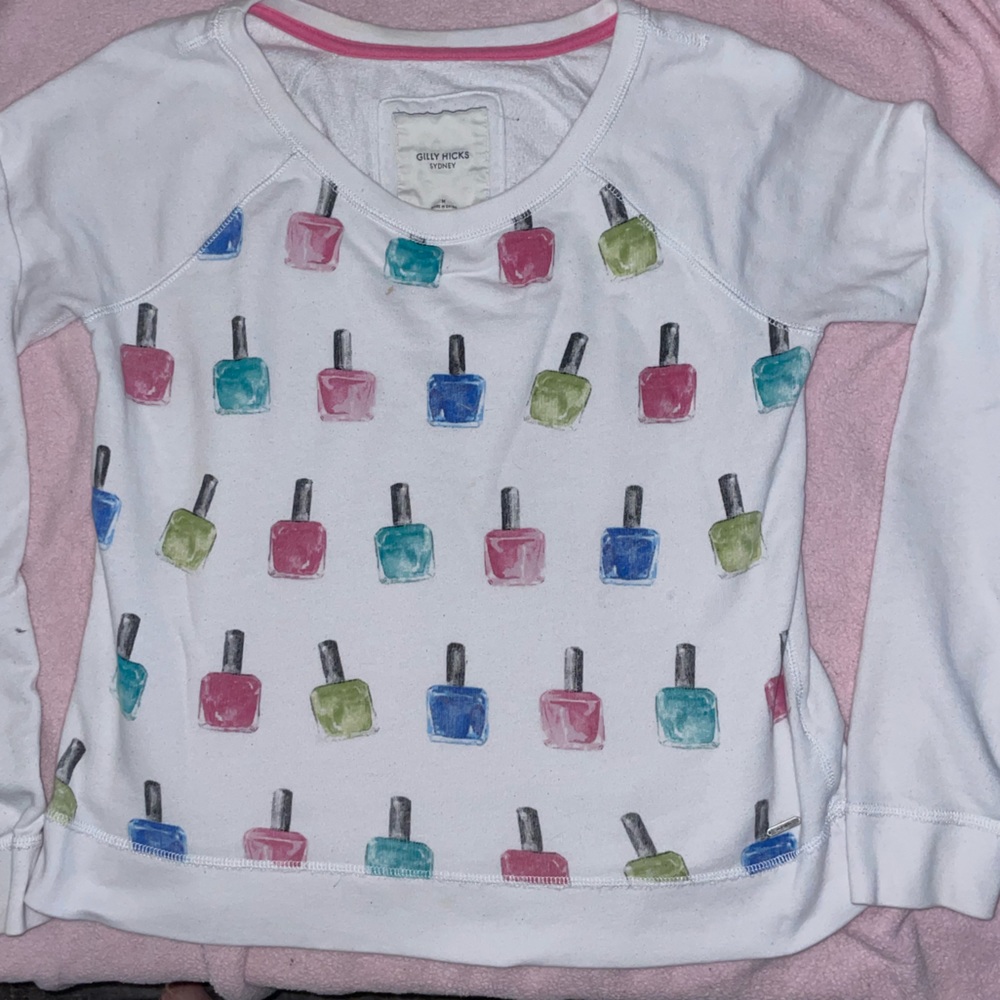 Gilly Hicks vintage nail polish long sleeve sweater size M